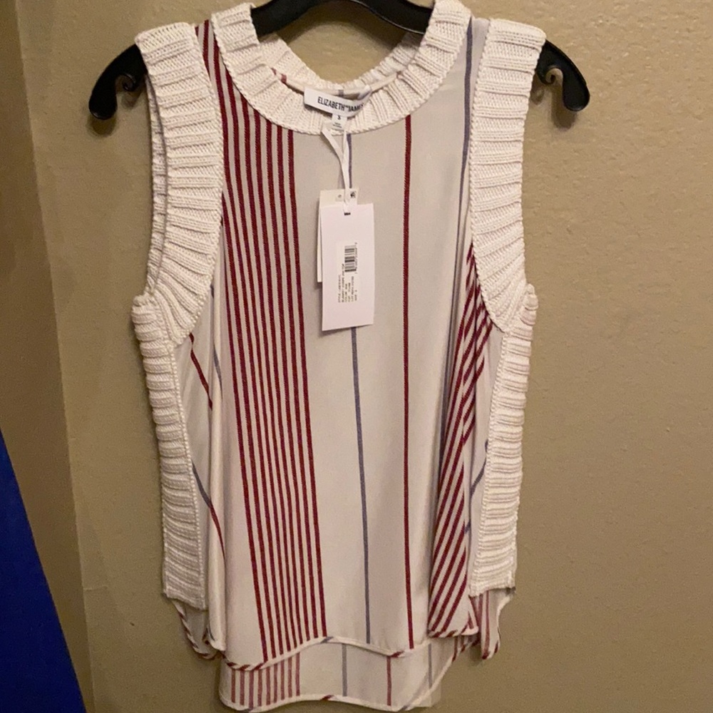 Elizabeth and James 100% silk tank with cotton/viscose detail